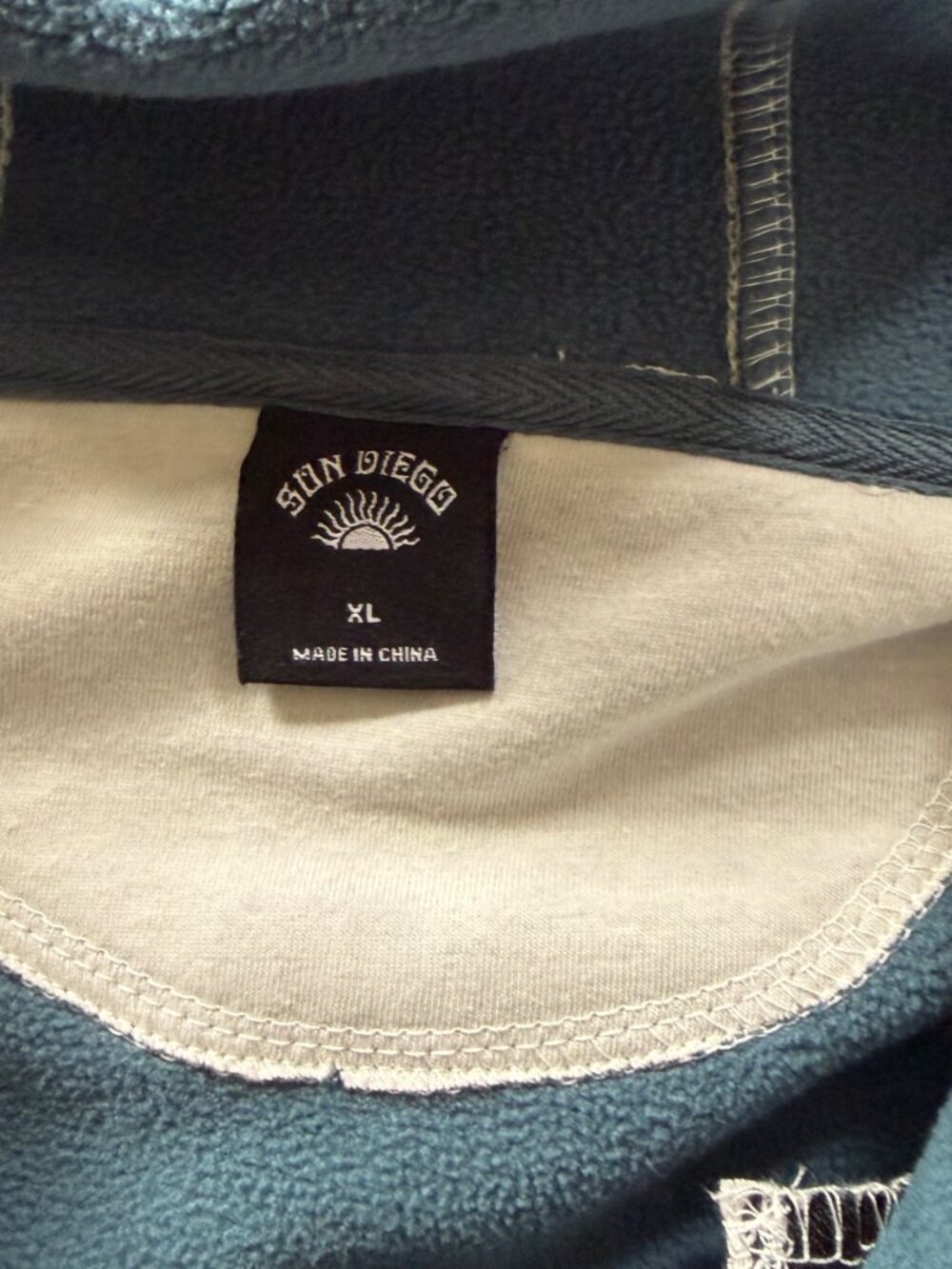 Sun Diego Full Zip Hoodie Mens XL Light Gray Excellent Fleece Lined Surf Jacket - Picture 3 of 5